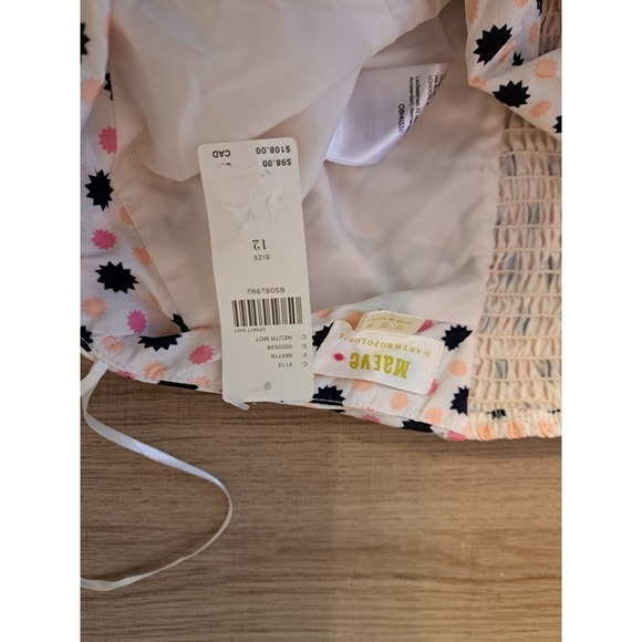 NWT Anthropologie Maeve Pink Polka Dot Bow Tie One Shoulder Tank Blouse Top 12 - Picture 6 of 6